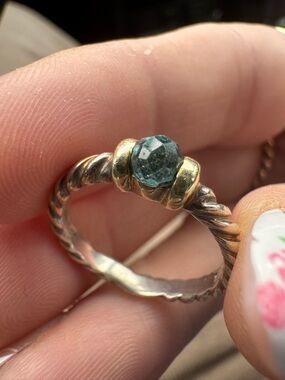 David Yurman Stackable Blue Topaz Ring 925 and 585